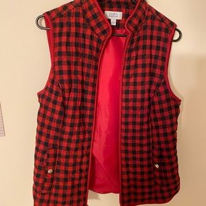 Black and red plaid vest